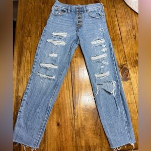 We The Free High Rise Distressed Light Blue Jeans